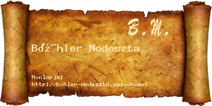 Böhler Modeszta névjegykártya